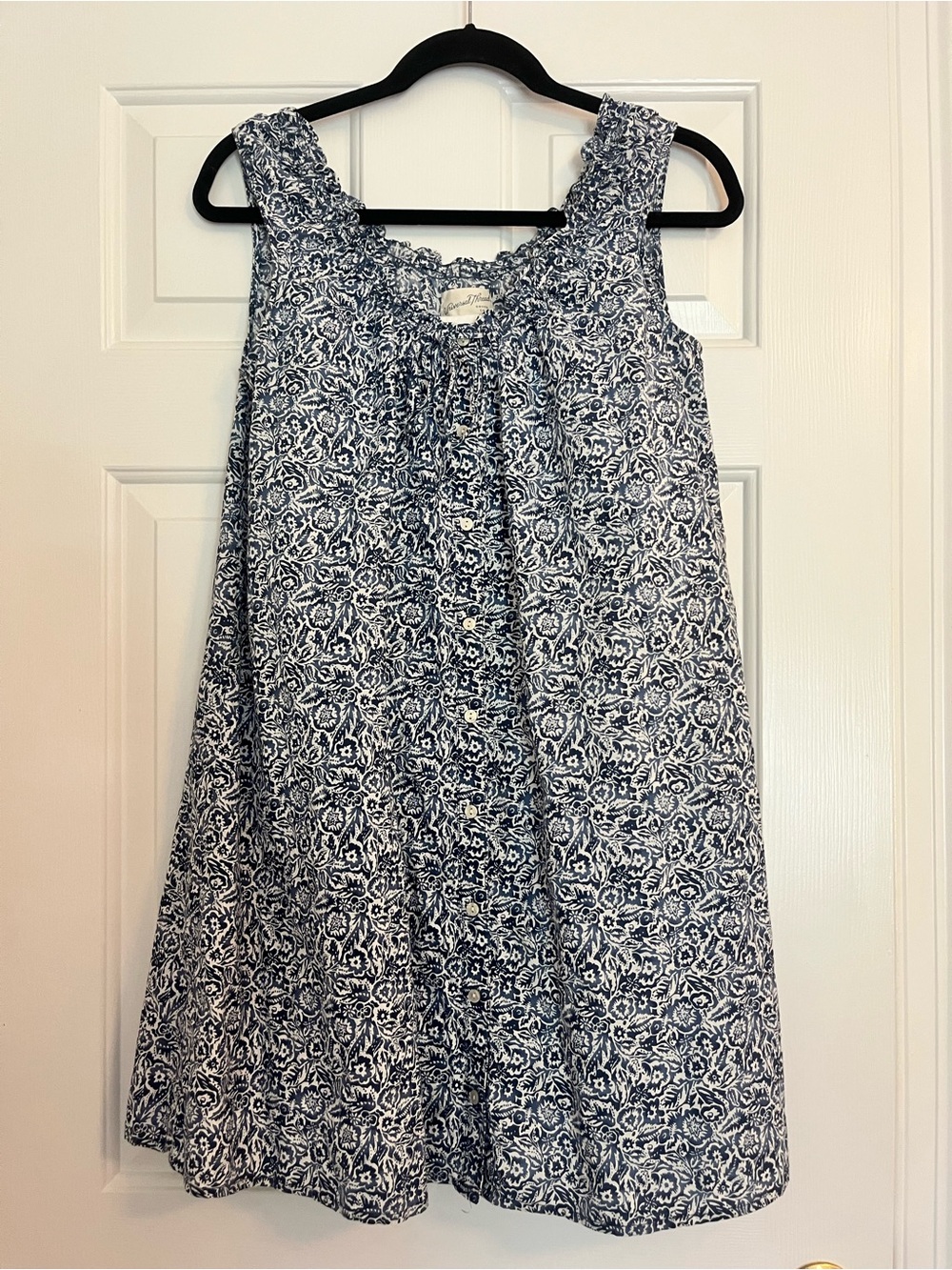 Universal Thread Blue and White Floral Button-Front Mini Dress